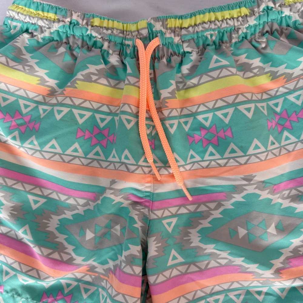 Chubbies Mens Swim Trunks Small Teal Geometric Southwestern Print Mesh Lined - Picture 2 of 9